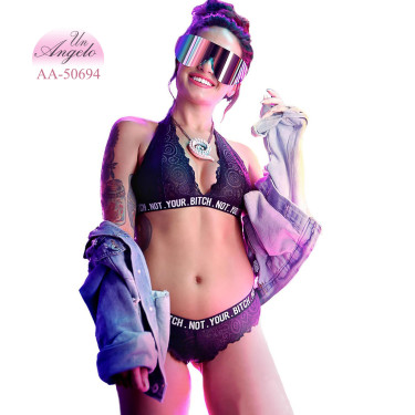 Черен дантелен бралет bralet комплект с бразилиани