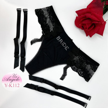 Lace thong String with garter
