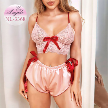 Lace bustier and satin...