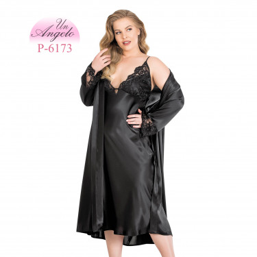 Satin nightgown and robe set