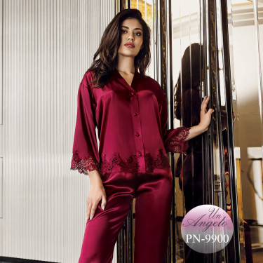 Луксозен сатенен комплект Perin Lingerie от 6 части с нощница, пижама и халат