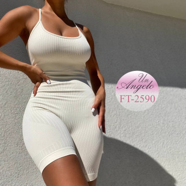 Short ribbed sports jumpsuit