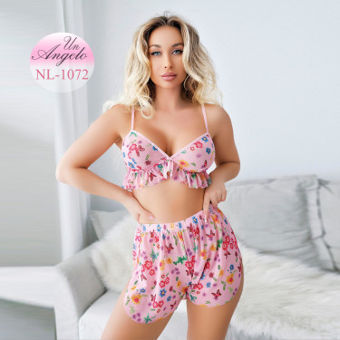 Секси babydoll пъстър сет от бюстие и шорти
