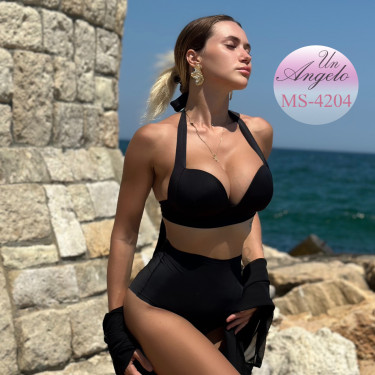 Black swimsuit with thin...