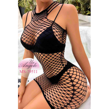 Mesh Black Babydoll Mini Dress