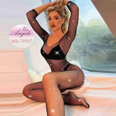 Black mesh erotic sexy babydoll bodysuit - bottomless pantyhose