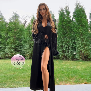 Luxury Long Black Satin Robe