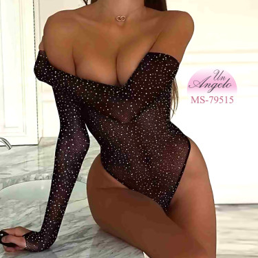 Erotic bodysuit with crystals