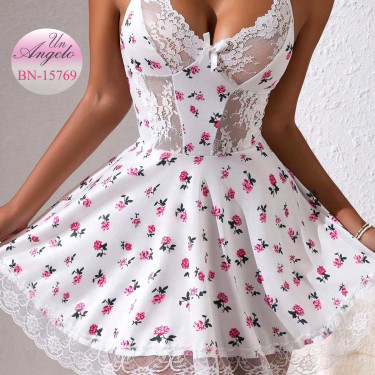 Angelic Tenderness: White Nightgown with Bare Back and Lace
