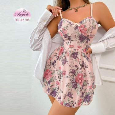 Розов Babydoll от Тюл на Цветя | Комплект с Прашки