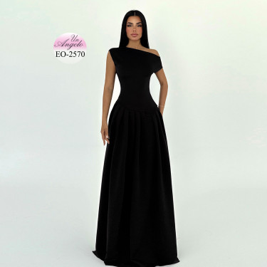 Long formal dress "Éclat Noir" with one shoulder