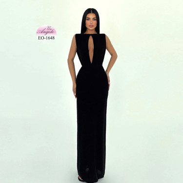 Formal Long Black Dress "Mystique" with Backless
