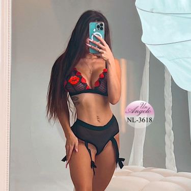 Еротичен babydoll бралет комплект от тюл и дантела
