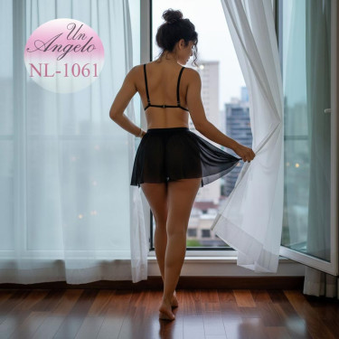 Contrast Lace and Tulle Babydoll Night Light NL-1061