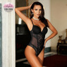 Tempting lace and tulle bodysuit with hard cups for a perfect neckline