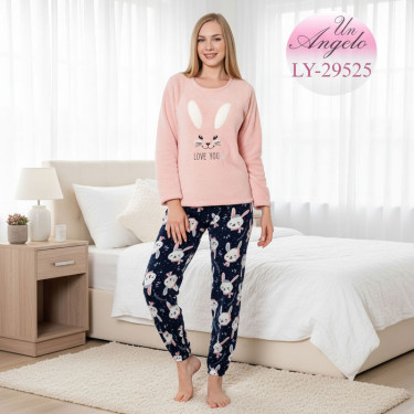 Fluffy fleece pajamas velsoft - navy blue/pink