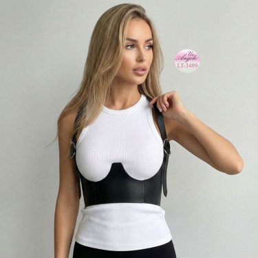 Stylish black harness with belt and straps