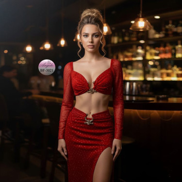 Sparkly Two-Piece Women's Set: Bustier and Skirt | Un Angelo