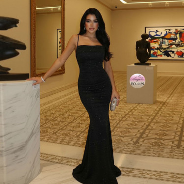 Long Black Dress "Midnight Diamond": Sparkling Effect | Un Angelo