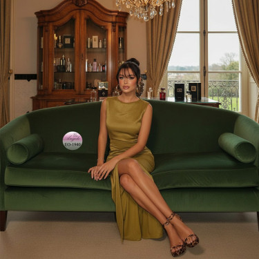 Long Dress "Olive Glamour" with Side Slit | Un Angelo