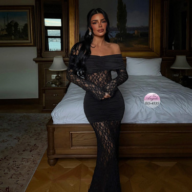Дълга Черна Дантелена Рокля "Midnight Rose" | Un Angelo