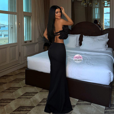 Designer Black Set "Midnight Bloom" (Top and Maxi Skirt) | EYYO