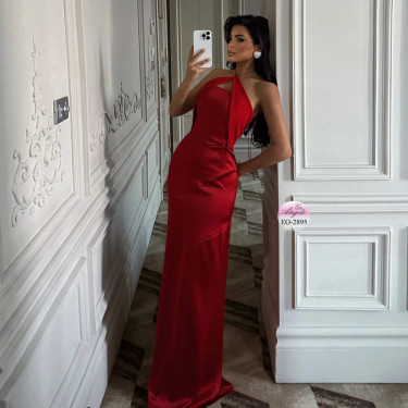 Long Red Satin Dress "Ruby Premiere" | EYYO. Be unforgettable