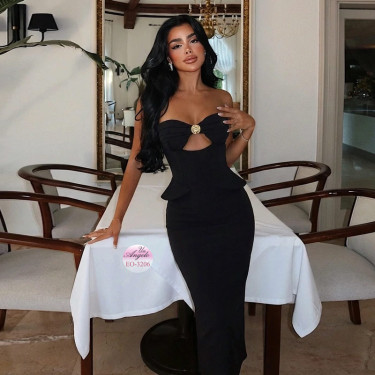 Long Formal Dress "Golden Rose" with Bare Shoulders | EYYO