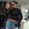 Delicate Lace Blouse with Long Sleeves and High Collar