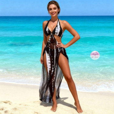 Плажен Сет от 3 Части "Tulum Mirage": Бански и Парео | Big Fashion