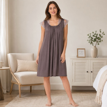 A delicate maxi nightgown made of viscose with lace elements