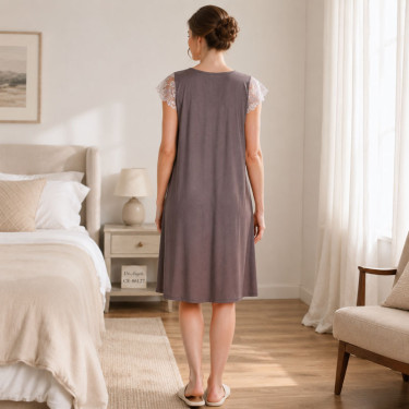 A delicate maxi nightgown made of viscose with lace elements