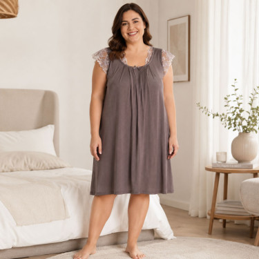 A delicate maxi nightgown made of viscose with lace elements