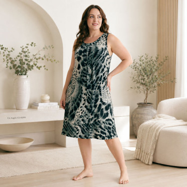 Lightweight summer dress made of viscose in maxi sizes with an airy colorful print
