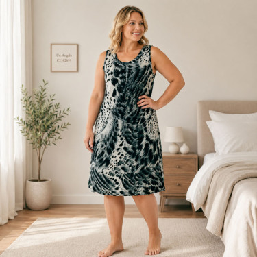Lightweight summer dress made of viscose in maxi sizes with an airy colorful print