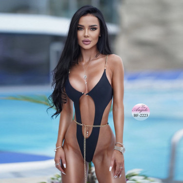 Секси Изрязан Цял Бански "Riviera Gold" с Верижки | Un Angelo
