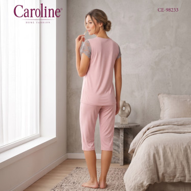 Women's maxi viscose homewear with tunic and 7/8 wedge