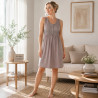 Women's maxi nightgown made of viscose with lace in powder and mink